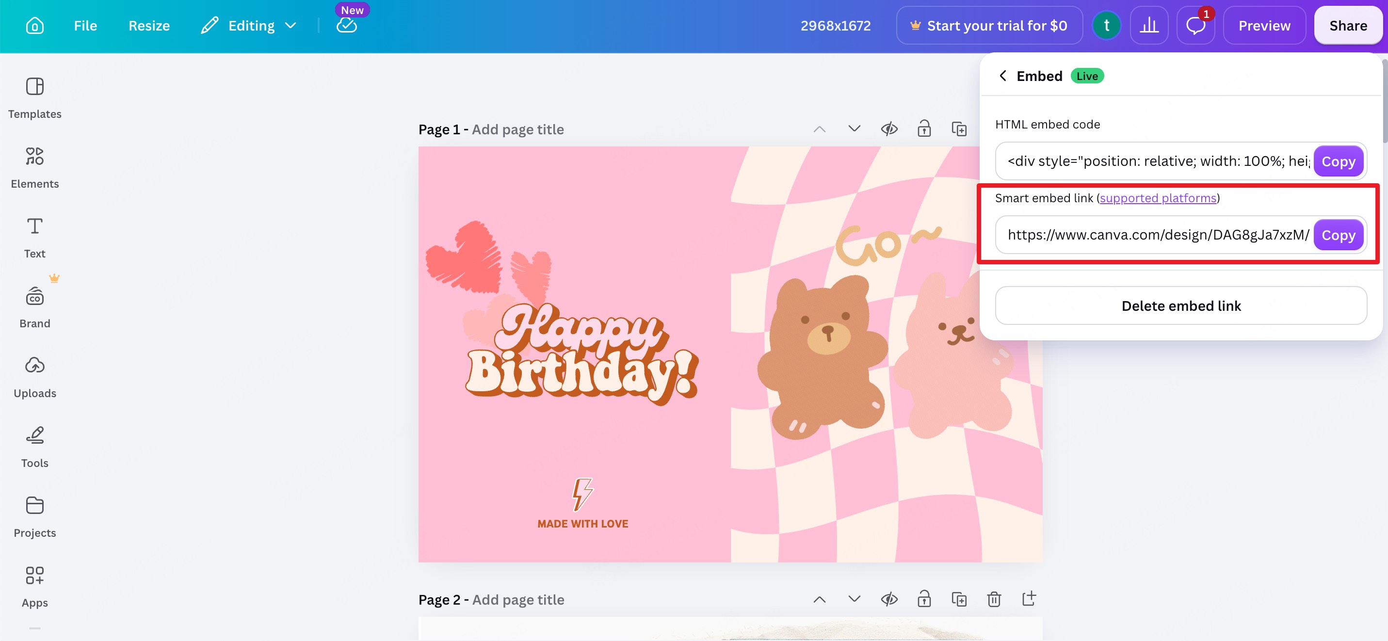 5.3.1.Smart Embed Link