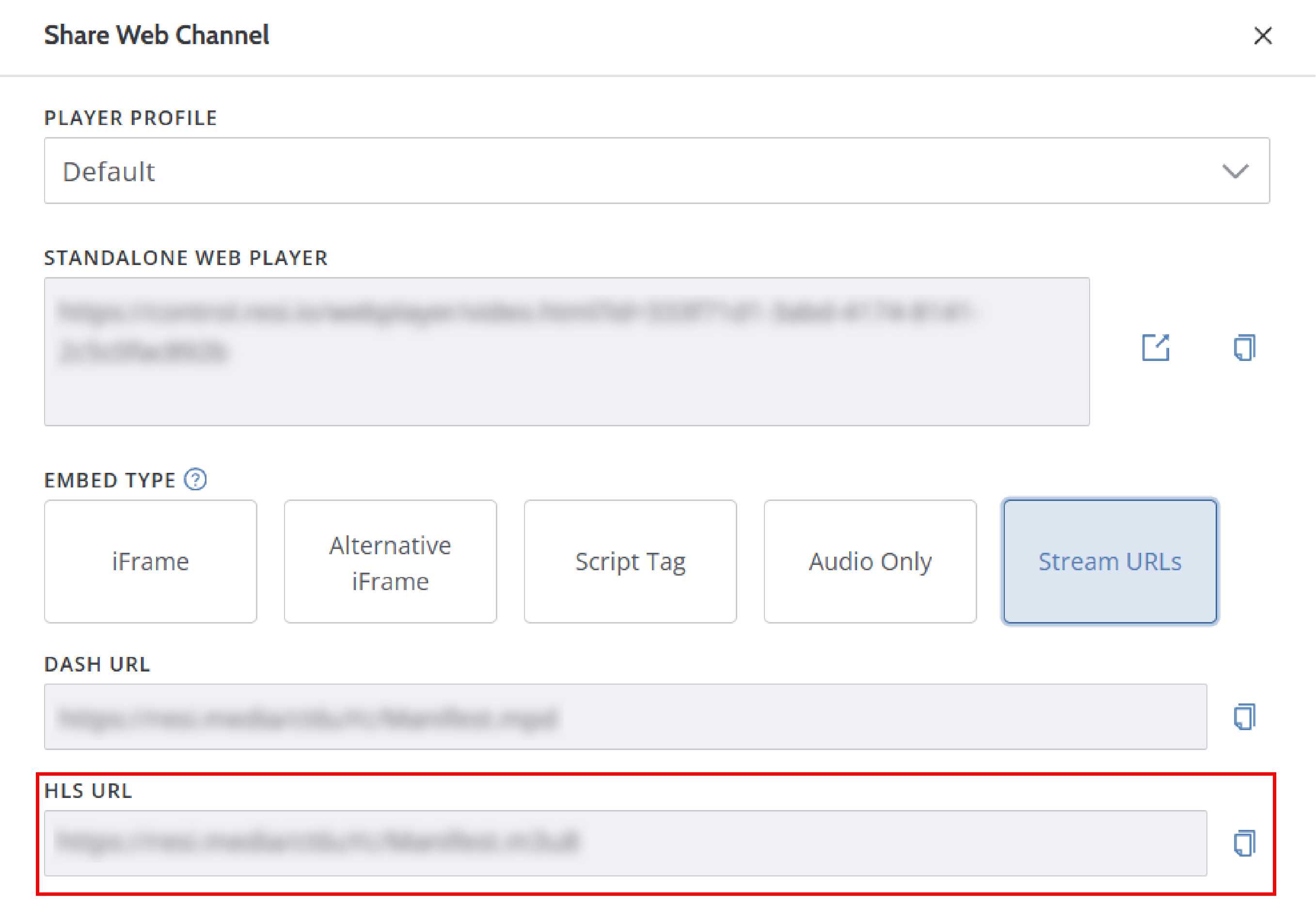 5.22.Copy HLS URL